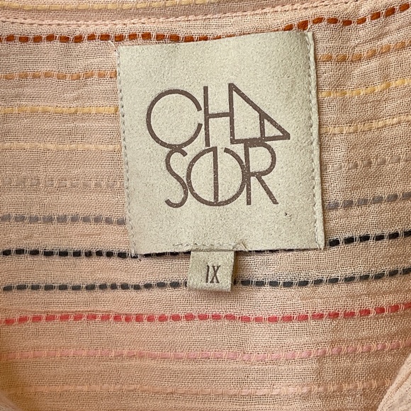 Chaser | Plus Size Shirting Button Down Embroidered Semi Sheer Lightweight Shirt - Picture 16 of 16